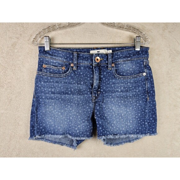 Vineyard Vines Women's Stars Denim Raw Edge Shorts Size 27 - Picture 1 of 4